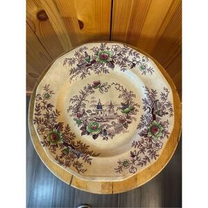 Antique J Wedgwood Tyrol Ironstone Transferware Polychrome 10.5” Plate (8946)